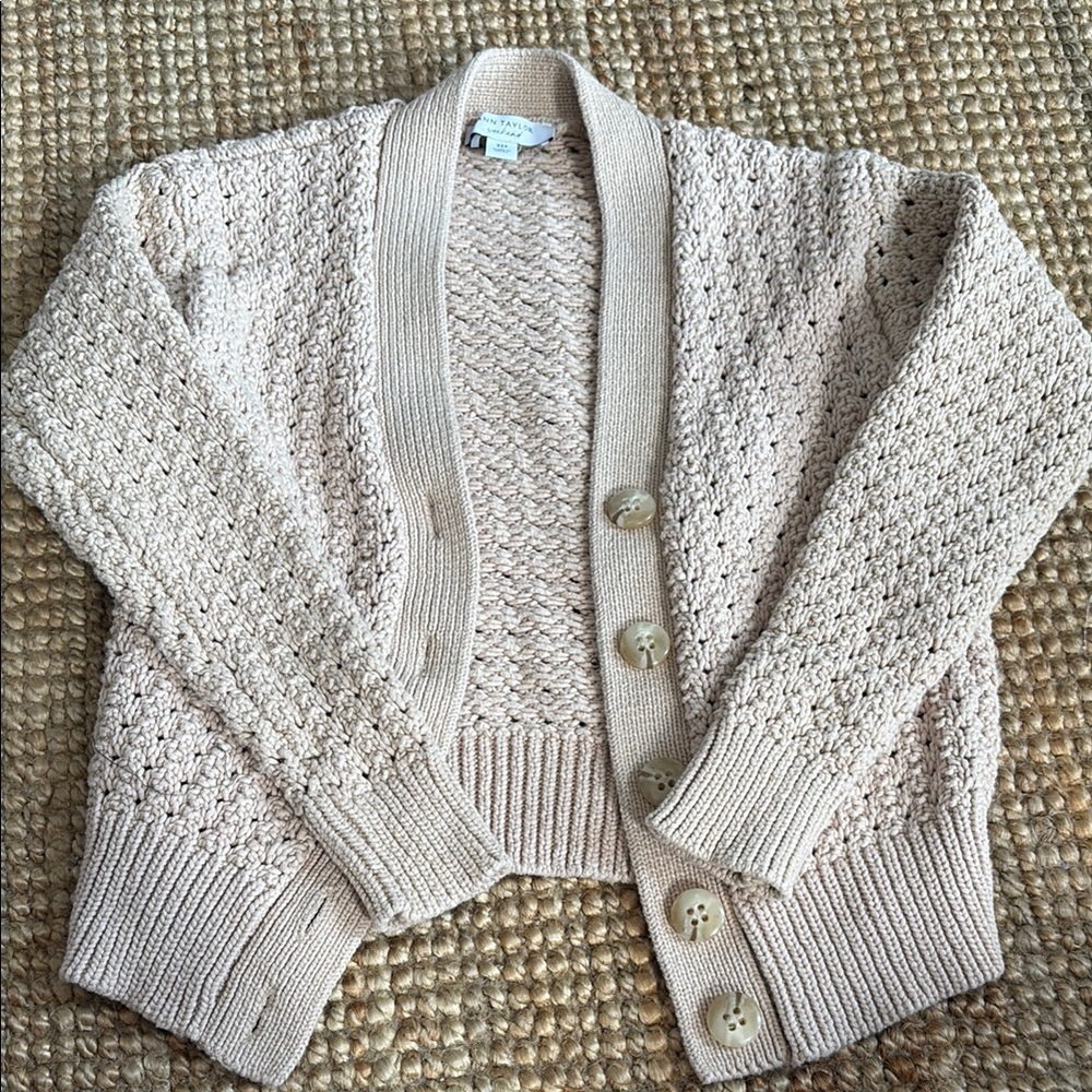 Ann Taylor Beige Textured Cardigan